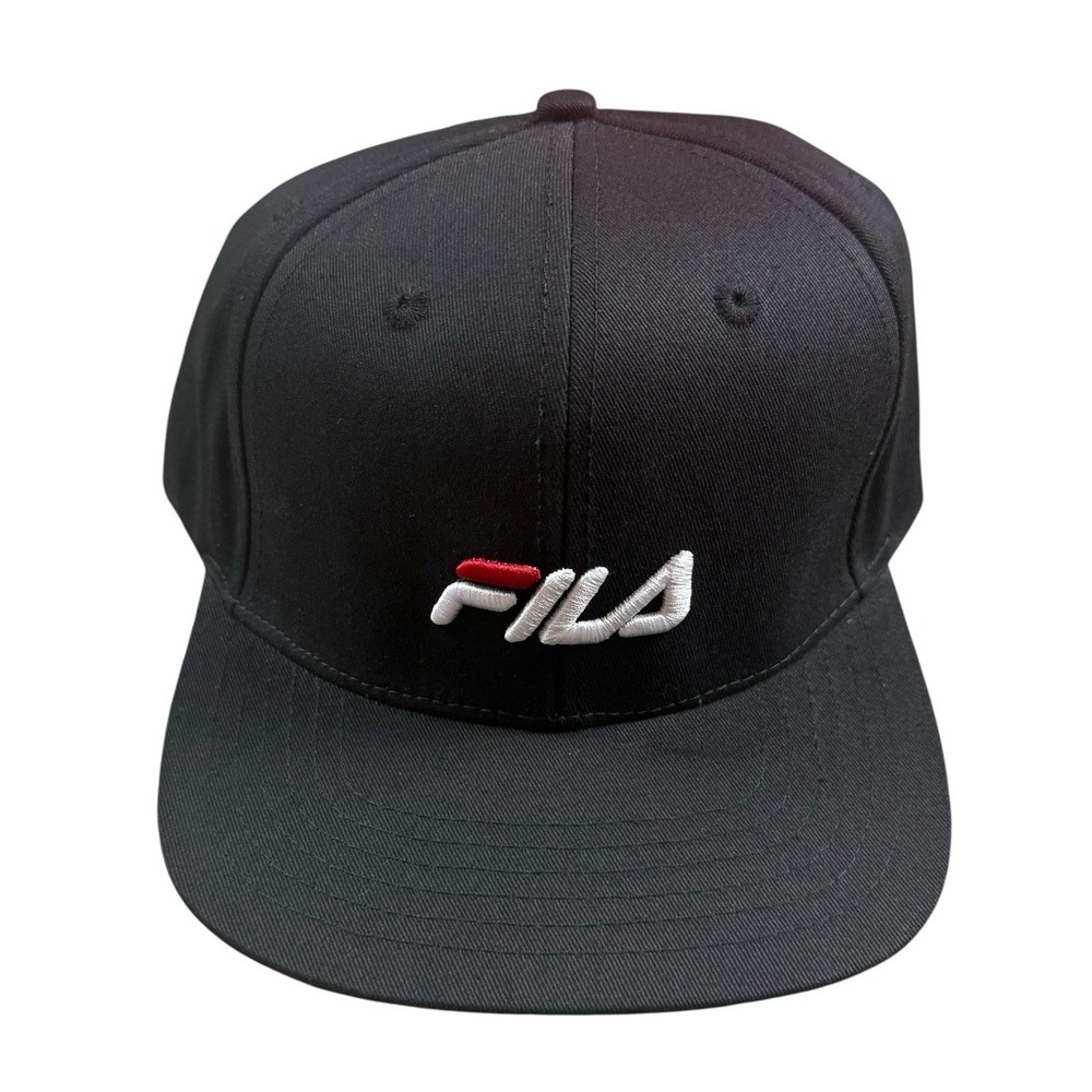 FILA Baseball Cap Black Embroidered Logo Adjustable Snapback